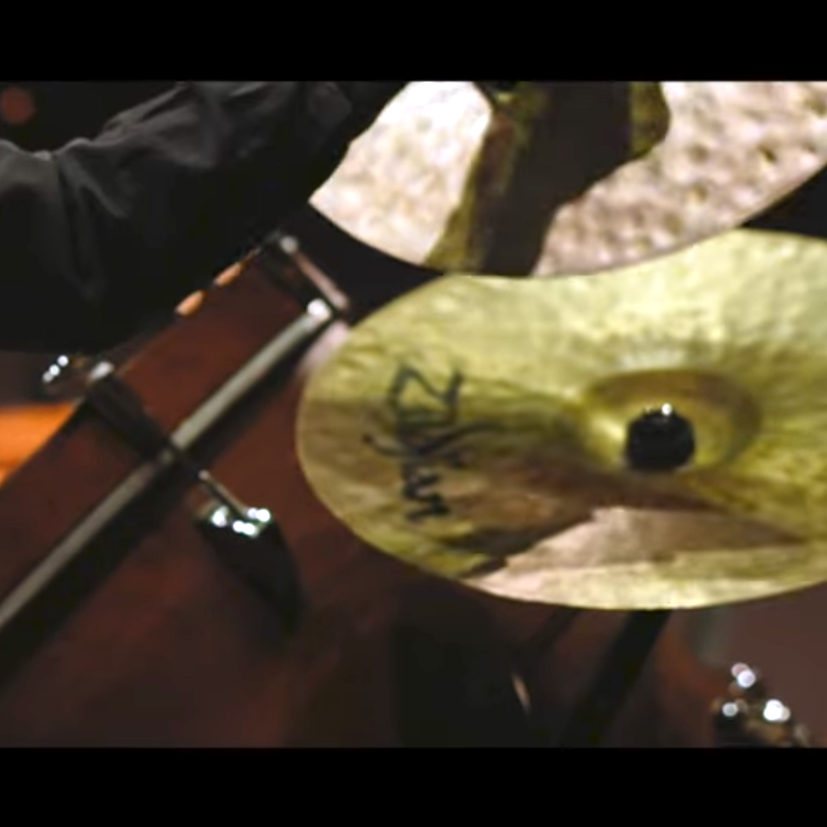 DKP Pocket Cymbal Attachment in use