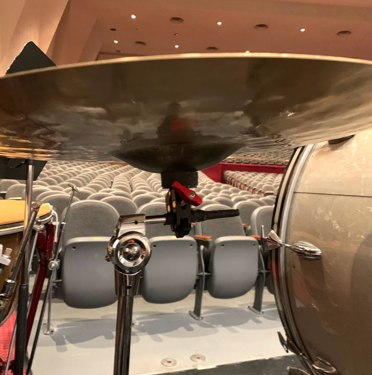 DKP Pocket Cymbal Attachment in use